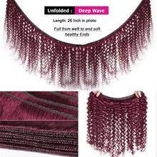 Load image into Gallery viewer, Burmese Curly Bundles Burgundy Human Hair