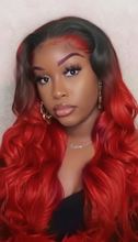 Load image into Gallery viewer, Flaming Red Peruvian Human Hair Body Wave Lace Frontal With Bundles