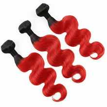 Load image into Gallery viewer, Flaming Red Peruvian Human Hair Body Wave Lace Frontal With Bundles