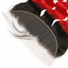 Load image into Gallery viewer, Flaming Red Peruvian Human Hair Body Wave Lace Frontal With Bundles
