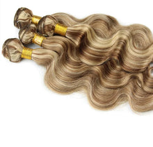 Load image into Gallery viewer, Highlighted Hair Bundles With Closure Remy Body Wave Ombre Ash Blonde Highlights