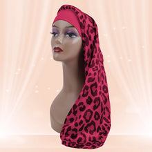 Load image into Gallery viewer, Bonnet-Silk with Wide Elastic Band Leopard Print