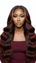 Load image into Gallery viewer, Highlights Red Blonde Colored Brazilian Hair Bundles With Closure