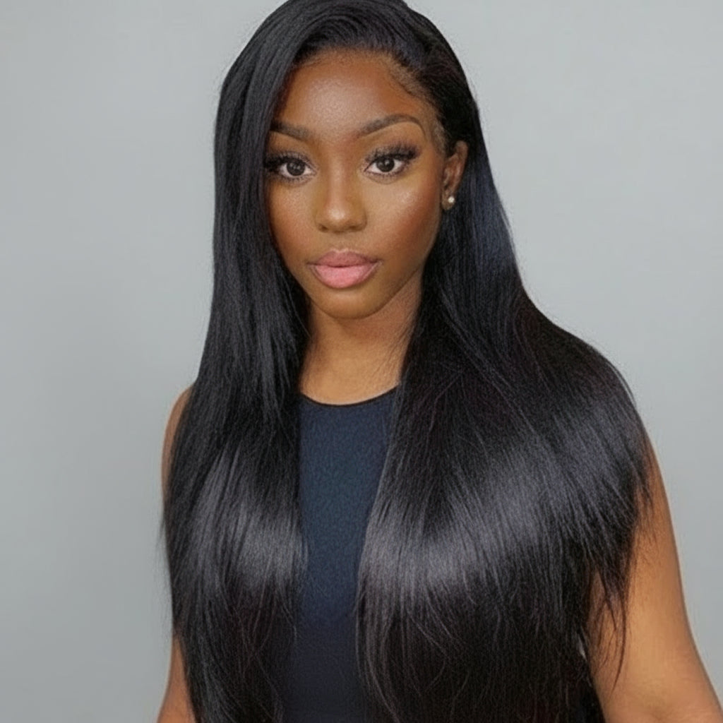 Virgin Raw Bone Straight Human Hair Bundles with Closure Frontal HD Transparent Brazilian Hair
