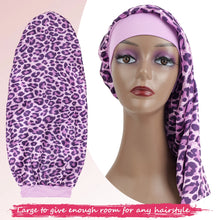 Load image into Gallery viewer, Bonnet-Silk with Wide Elastic Band Leopard Print
