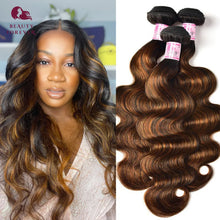 Load image into Gallery viewer, Balayage Brown Human Hair Bundles 100% Brazilian Body Wave
