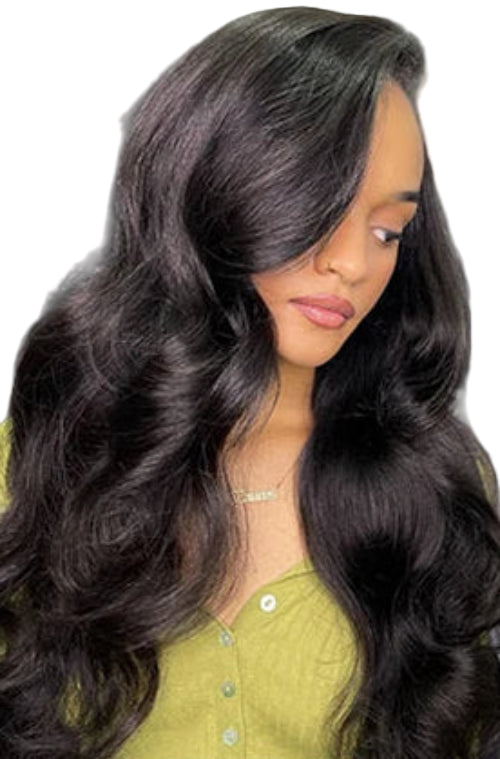 Body Wave Human Hair Bundles with Closure Frontal HD Transparent Lace Peruvian