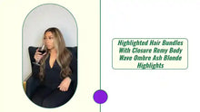 Load and play video in Gallery viewer, Highlighted Hair Bundles With Closure Remy Body Wave Ombre Ash Blonde Highlights by@Outfy
