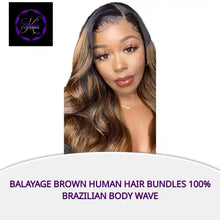 Load and play video in Gallery viewer, Balayage Brown Human Hair Bundles 100% Brazilian Body Wave by@Outfy
