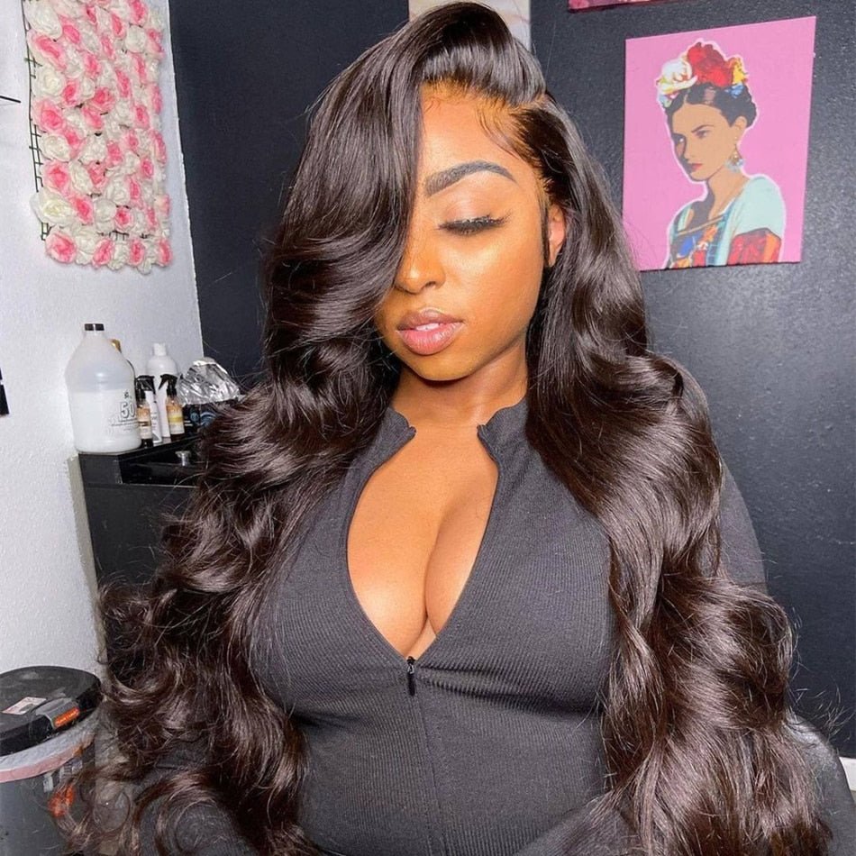 30 Inch Body Wave Lace Front Wig 13x4 Lace Frontal Human Hair Brazilian Pre-plucked HD Loose Deep Wave