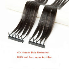 Load image into Gallery viewer, 6D Straight  Virgin Human Hair Extensions 100% Real Human Hairpieces Natural  Invisible Hair 2nd Generation 6D 5g/pc 20pcs 100G
