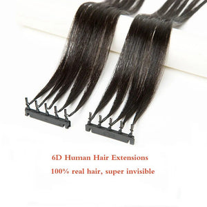 6D Straight  Virgin Human Hair Extensions 100% Real Human Hairpieces Natural  Invisible Hair 2nd Generation 6D 5g/pc 20pcs 100G