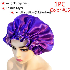 Big Size Silk Sleeping Cap Night Hat Head Cover Bonnet Satin Cheveux Nuit For Curly Hair Care Women Beauty Maintenance Designer