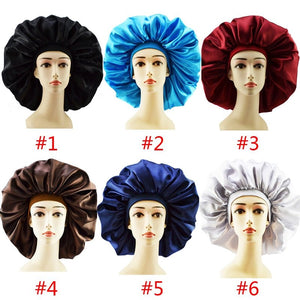 Big Size Silk Sleeping Cap Night Hat Head Cover Bonnet Satin Cheveux Nuit For Curly Hair Care Women Beauty Maintenance Designer