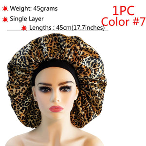 Big Size Silk Sleeping Cap Night Hat Head Cover Bonnet Satin Cheveux Nuit For Curly Hair Care Women Beauty Maintenance Designer