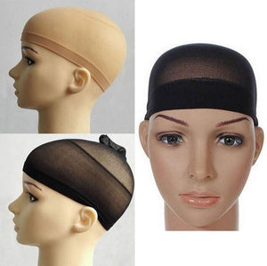 2Pcs Women Stockings Style Stretchable Wig Cap Brown Stocking Cap Hair Net Elastic Mesh Liner Snood Cosplay Making Wigs