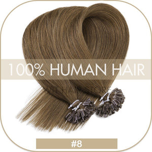 U Nail Tip Remy Keratin Human Hair Extensions Straight natural Pre Bonded Fusion