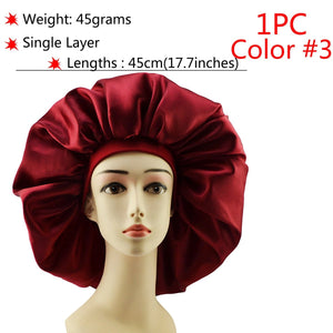 Big Size Silk Sleeping Cap Night Hat Head Cover Bonnet Satin Cheveux Nuit For Curly Hair Care Women Beauty Maintenance Designer