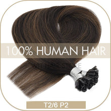 Load image into Gallery viewer, U Nail Tip Remy Keratin Human Hair Extensions Straight natural Pre Bonded Fusion
