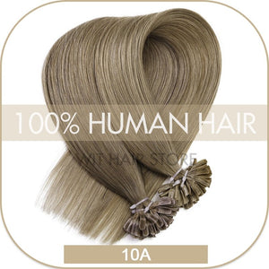 U Nail Tip Remy Keratin Human Hair Extensions Straight natural Pre Bonded Fusion