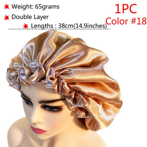 Big Size Silk Sleeping Cap Night Hat Head Cover Bonnet Satin Cheveux Nuit For Curly Hair Care Women Beauty Maintenance Designer