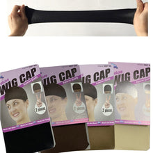 Load image into Gallery viewer, 2Pcs Women Stockings Style Stretchable Wig Cap Brown Stocking Cap Hair Net Elastic Mesh Liner Snood Cosplay Making Wigs
