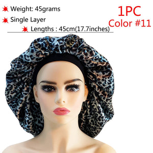 Big Size Silk Sleeping Cap Night Hat Head Cover Bonnet Satin Cheveux Nuit For Curly Hair Care Women Beauty Maintenance Designer