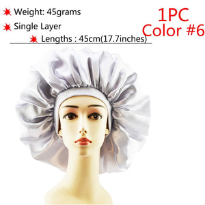 Big Size Silk Sleeping Cap Night Hat Head Cover Bonnet Satin Cheveux Nuit For Curly Hair Care Women Beauty Maintenance Designer