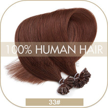 Load image into Gallery viewer, U Nail Tip Remy Keratin Human Hair Extensions Straight natural Pre Bonded Fusion
