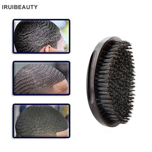 Men Oval Bristle Hair Wave Brush Solid Wood