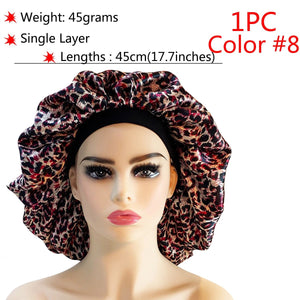 Big Size Silk Sleeping Cap Night Hat Head Cover Bonnet Satin Cheveux Nuit For Curly Hair Care Women Beauty Maintenance Designer