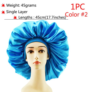 Big Size Silk Sleeping Cap Night Hat Head Cover Bonnet Satin Cheveux Nuit For Curly Hair Care Women Beauty Maintenance Designer