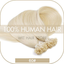 Load image into Gallery viewer, U Nail Tip Remy Keratin Human Hair Extensions Straight natural Pre Bonded Fusion
