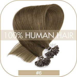 U Nail Tip Remy Keratin Human Hair Extensions Straight natural Pre Bonded Fusion