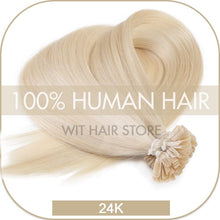 Load image into Gallery viewer, U Nail Tip Remy Keratin Human Hair Extensions Straight natural Pre Bonded Fusion
