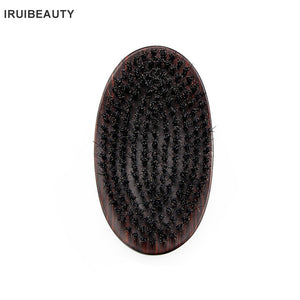 Men Oval Bristle Hair Wave Brush Solid Wood