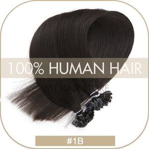 U Nail Tip Remy Keratin Human Hair Extensions Straight natural Pre Bonded Fusion