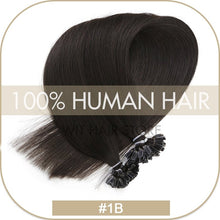 Load image into Gallery viewer, U Nail Tip Remy Keratin Human Hair Extensions Straight natural Pre Bonded Fusion
