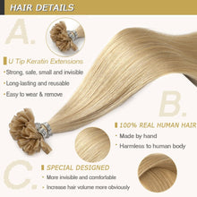 Load image into Gallery viewer, U Nail Tip Remy Keratin Human Hair Extensions Straight natural Pre Bonded Fusion
