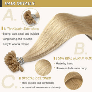 U Nail Tip Remy Keratin Human Hair Extensions Straight natural Pre Bonded Fusion