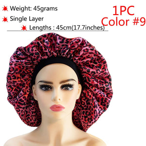 Big Size Silk Sleeping Cap Night Hat Head Cover Bonnet Satin Cheveux Nuit For Curly Hair Care Women Beauty Maintenance Designer