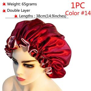 Big Size Silk Sleeping Cap Night Hat Head Cover Bonnet Satin Cheveux Nuit For Curly Hair Care Women Beauty Maintenance Designer