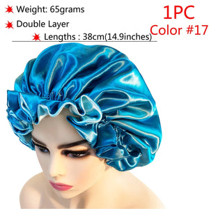 Big Size Silk Sleeping Cap Night Hat Head Cover Bonnet Satin Cheveux Nuit For Curly Hair Care Women Beauty Maintenance Designer