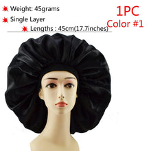 Load image into Gallery viewer, Big Size Silk Sleeping Cap Night Hat Head Cover Bonnet Satin Cheveux Nuit For Curly Hair Care Women Beauty Maintenance Designer
