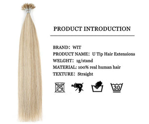 U Nail Tip Remy Keratin Human Hair Extensions Straight natural Pre Bonded Fusion