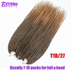 Beyond Beauty Crotchet Box Braid Hair Extensions Ombre Black Brown Colors Braiding Hair Synthetic Crochet Braids