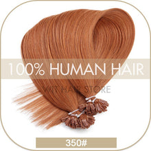 Load image into Gallery viewer, U Nail Tip Remy Keratin Human Hair Extensions Straight natural Pre Bonded Fusion
