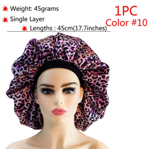 Big Size Silk Sleeping Cap Night Hat Head Cover Bonnet Satin Cheveux Nuit For Curly Hair Care Women Beauty Maintenance Designer