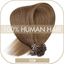 Load image into Gallery viewer, U Nail Tip Remy Keratin Human Hair Extensions Straight natural Pre Bonded Fusion
