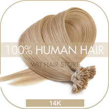 Load image into Gallery viewer, U Nail Tip Remy Keratin Human Hair Extensions Straight natural Pre Bonded Fusion
